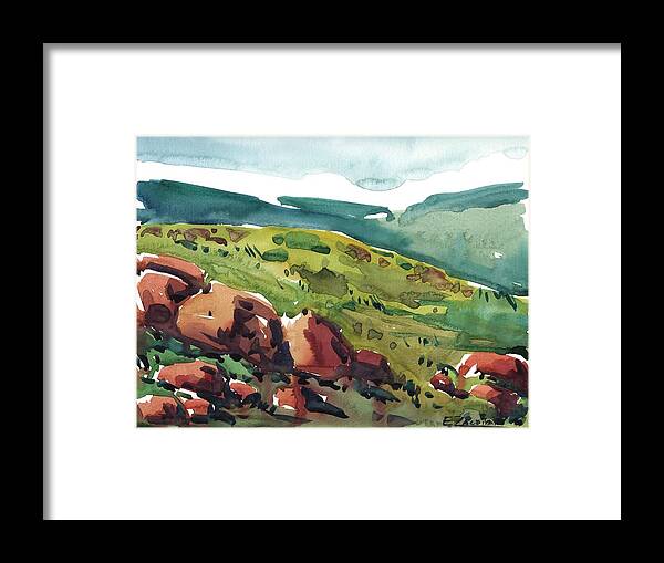 Watercolor Painting Framed Print featuring the painting Through the mountains by Enrique Zaldivar