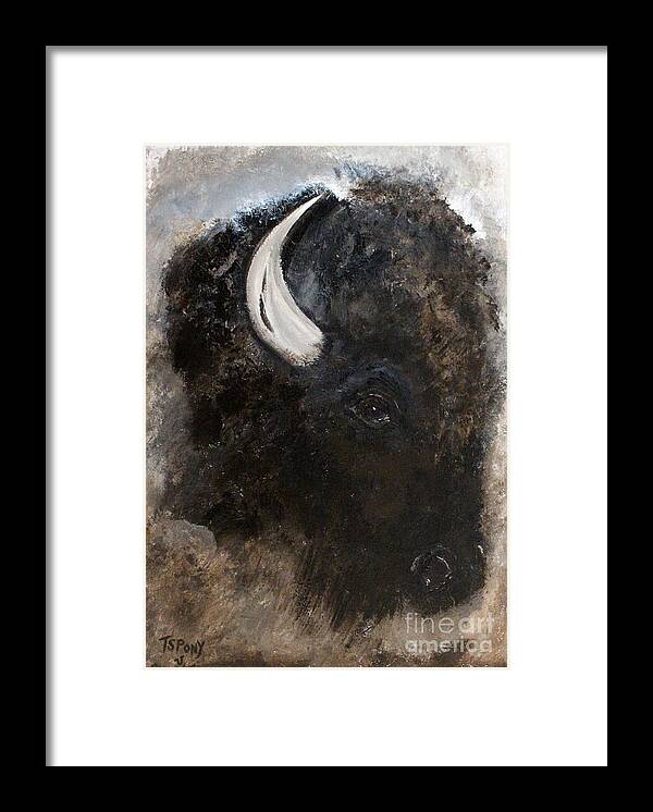 Buffalo Framed Print featuring the painting Thunder Medicine Cloud by Barbie Batson