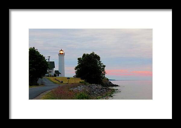 Cape Vincent Framed Print featuring the photograph Tibbetts Point Light Sunset by Dennis McCarthy