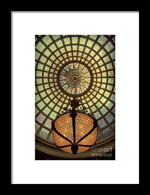 Art Framed Print featuring the photograph Tiffany Ceiling in the Chicago Cultural Center by David Levin