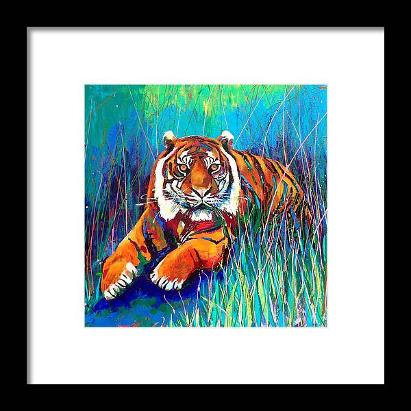 Tiger Framed Print featuring the painting Tiger by Angie Wright