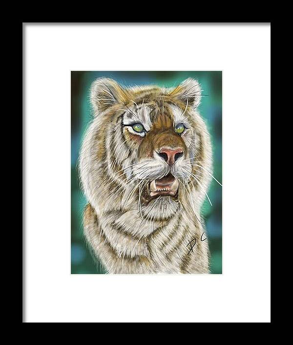 Tiger Framed Print featuring the digital art Tiger by Darren Cannell