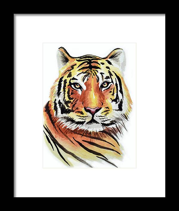 Tiger Framed Print featuring the painting Tiger Love by Amy Giacomelli