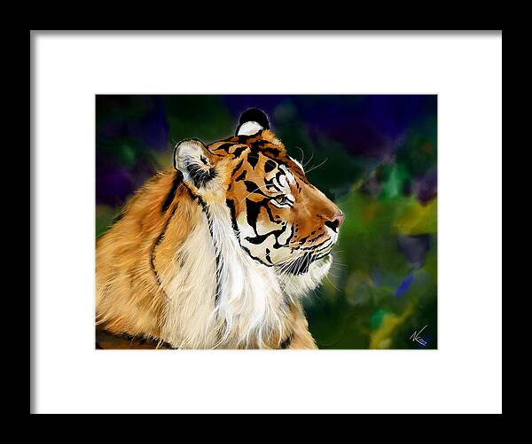 Tiger Framed Print featuring the digital art Tiger by Norman Klein