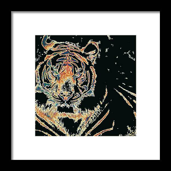 Tiger Framed Print featuring the digital art Tiger Tiger by Stephanie Grant