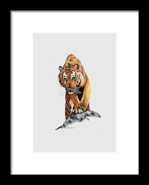 Animal Framed Print featuring the painting Tiger Watch by Petra Stephens