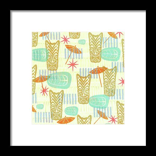 Pattern Framed Print featuring the painting Tiki Beach by Little Bunny Sunshine