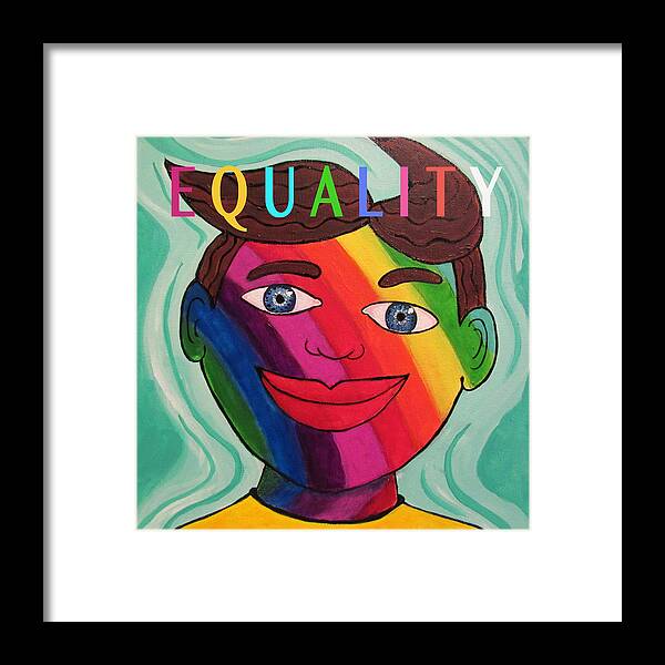 Rainbow Framed Print featuring the painting Tillie for Equality by Patricia Arroyo
