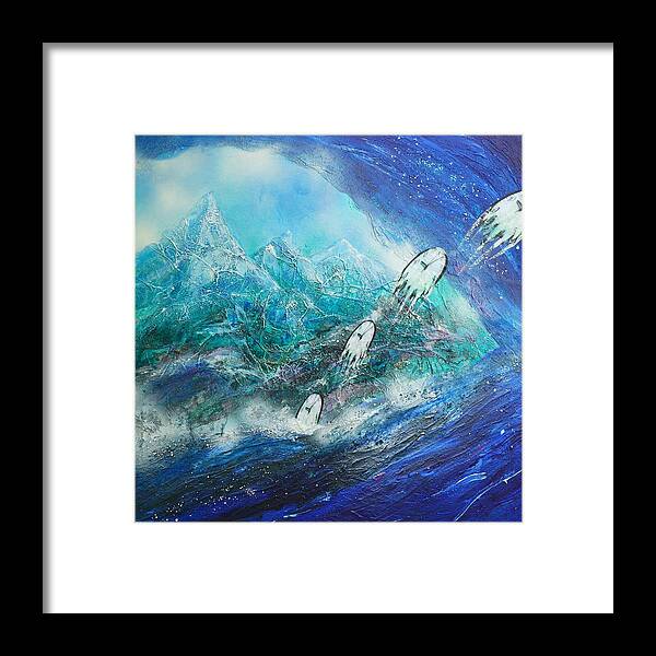 Mixed Media Framed Print featuring the painting The escape of time by Sabina Von Arx