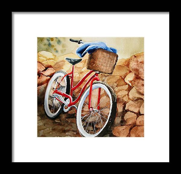 Bicycle Framed Print featuring the painting Time Out by Karen Stark