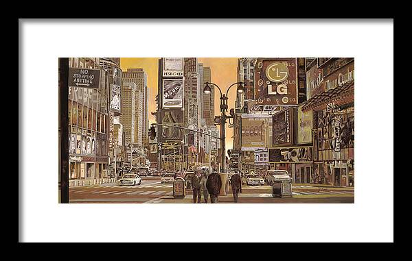 New York Framed Print featuring the painting Times Square by Guido Borelli
