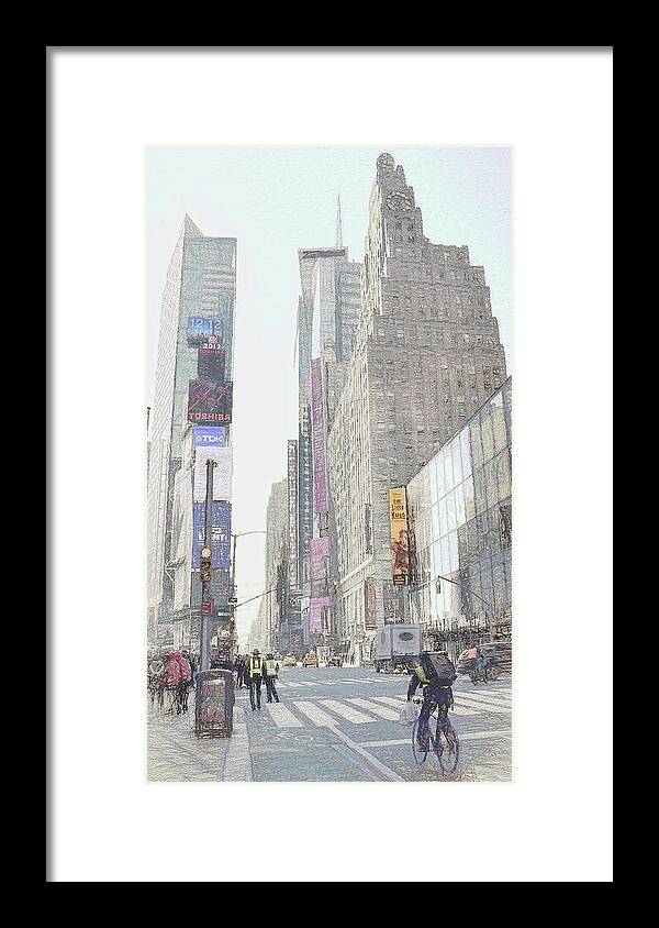 Times Square Framed Print featuring the photograph Times Square Street Scene by Dyle Warren
