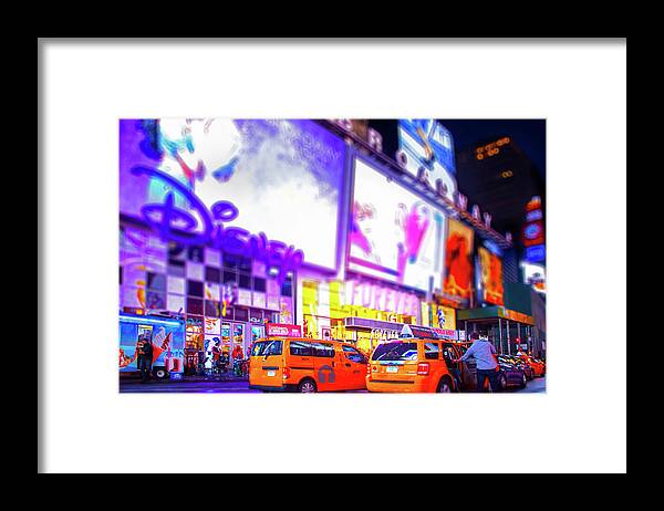 New York City Framed Print featuring the photograph Times Square Taxi by Mark Andrew Thomas