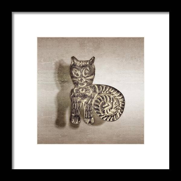 Good Luck Framed Print featuring the photograph Tin Cat by YoPedro