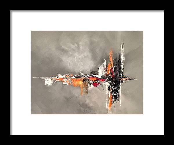 Abstract Framed Print featuring the painting Titanium by Soraya Silvestri