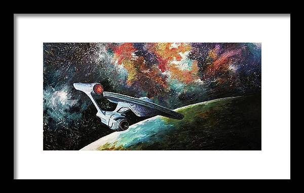 Star Trek Framed Print featuring the painting To go beyond by David Maynard