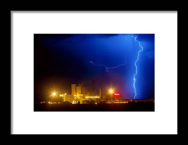 Budweiser Framed Print featuring the photograph To The Right Budweiser Lightning Strike by James BO Insogna