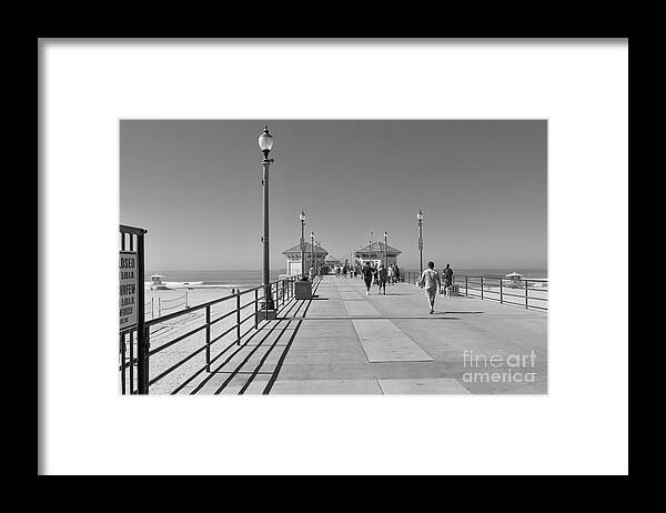 Huntington Beach Framed Print featuring the photograph To The Sea on Huntington Beach Pier by Ana V Ramirez