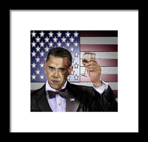 Barack Obama Framed Print featuring the painting Toast - Respect by Reggie Duffie