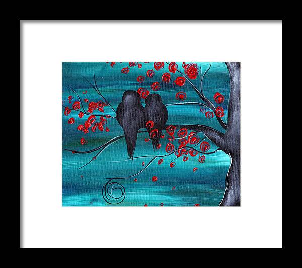 Love Birds Framed Print featuring the painting Together as one by Abril Andrade
