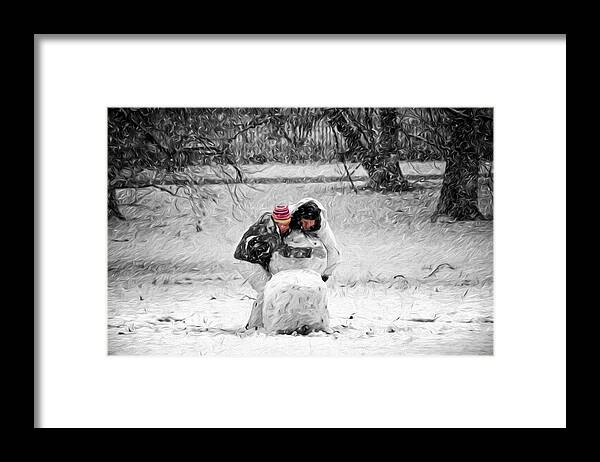Building A Snowman Framed Print featuring the photograph Together We Can by Steven Michael