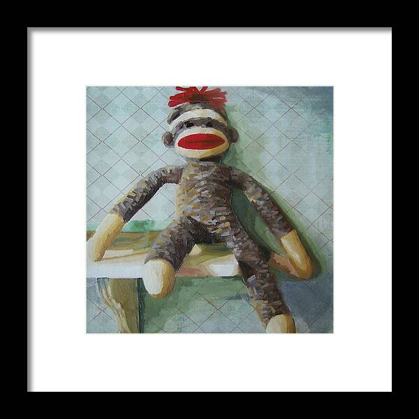 Monkey Framed Print featuring the painting Toggl by Chelsie Brady