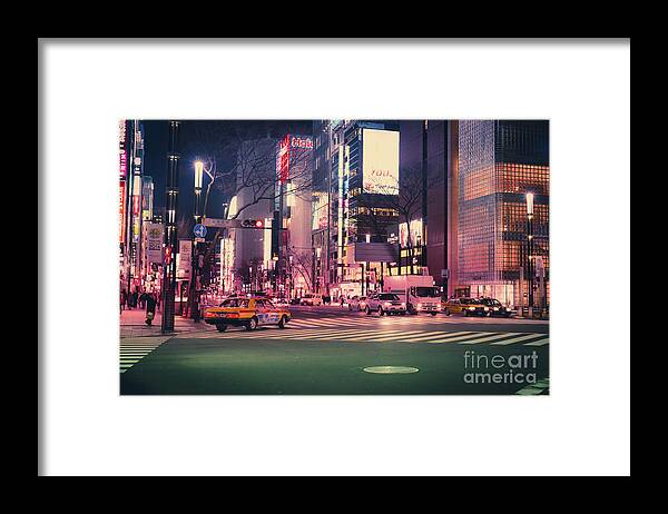 Tokyo Framed Print featuring the photograph Tokyo Street at Night, Japan 2 by Perry Rodriguez