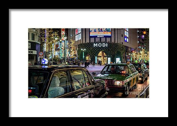 People Framed Print featuring the photograph Tokyo Taxis, Japan by Perry Rodriguez