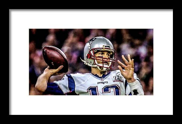Football Framed Print featuring the photograph Tom Brady - Touchdown by Glenn Feron