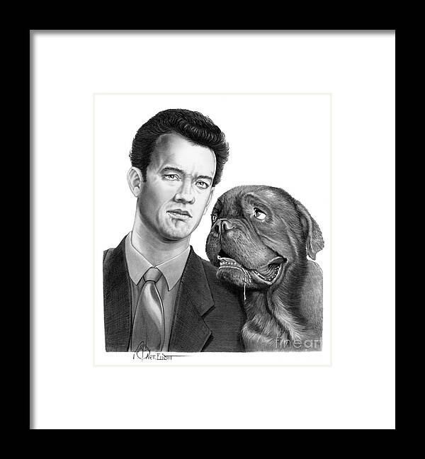 Pencil Framed Print featuring the drawing Tom Hanks by Murphy Elliott
