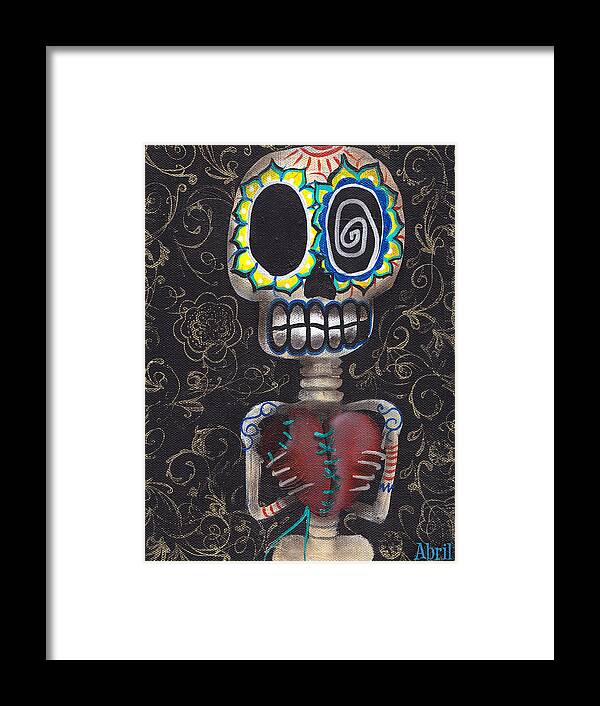 Day Of The Dead Framed Print featuring the painting Toma mi Corazon by Abril Andrade