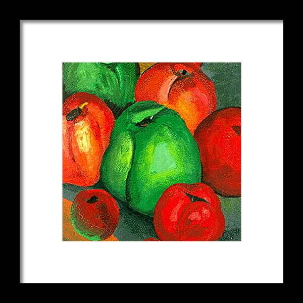 Oil Paint Framed Print featuring the painting Tomato Peppers by Art By Naturallic
