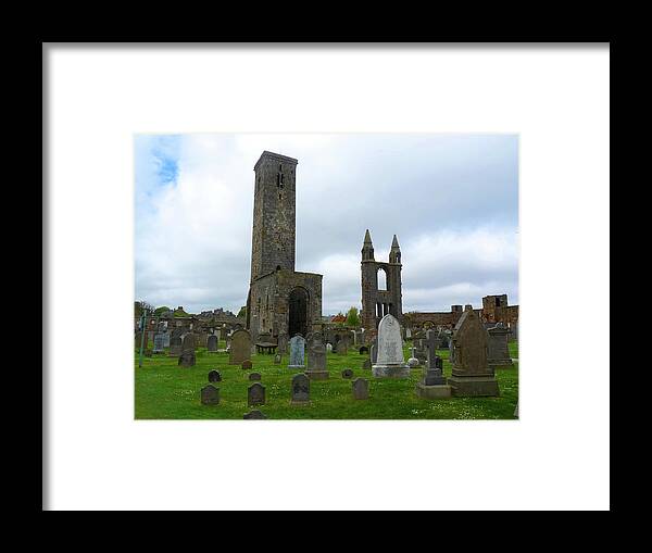 St Andrews Framed Print featuring the photograph Tombstones and Towers by Deborah Smolinske