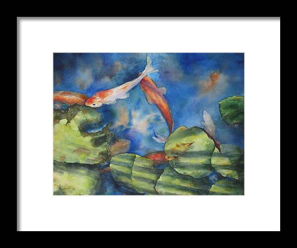 Koi Framed Print featuring the painting Tom's Pond by Mary McCullah