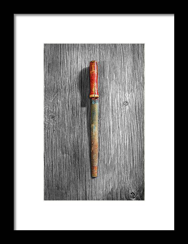 Art Framed Print featuring the photograph Tools On Wood 71 on BW by YoPedro