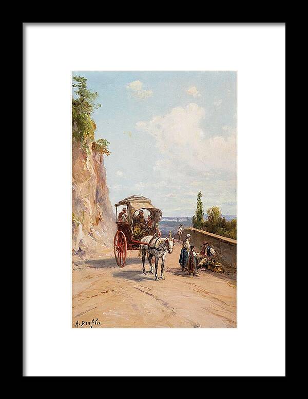 Alfred Steinacker (sopron 1838-1914 Wien) Top A Horse On Mountain Road 2 Framed Print featuring the painting Top A Horse On Mountain Road by MotionAge Designs