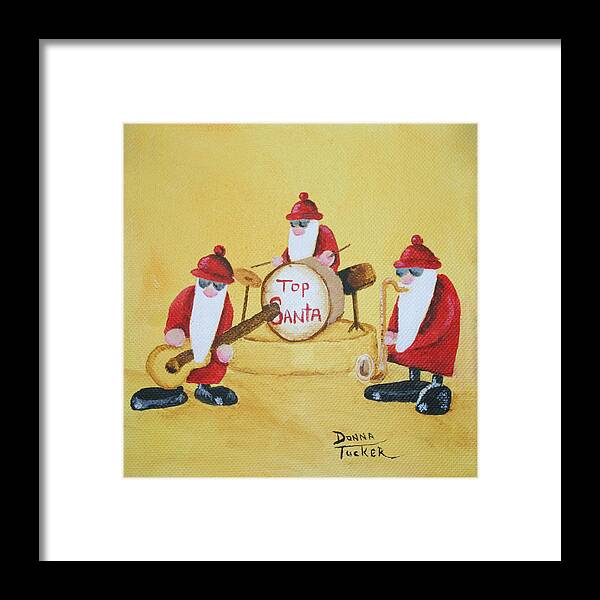 Christmas Framed Print featuring the painting Top Santa Band by Donna Tucker