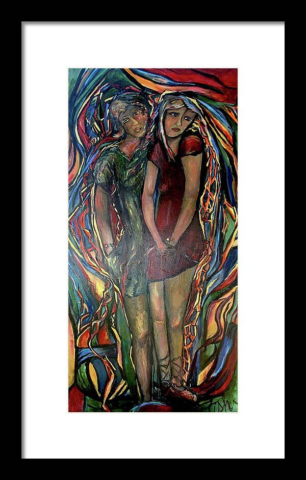 Figures Framed Print featuring the painting Genetics,Topoisomerase by Dawn Caravetta Fisher