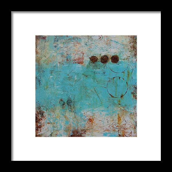 Abstract Mixed Media Contemporary Textured Acrylic Painting On Canvas Framed Print featuring the mixed media Torn Down by Lauren Petit