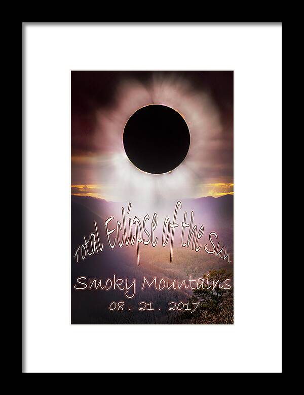 Appalachia Framed Print featuring the digital art Total Eclipse of the Sun Smoky Mountains by Debra and Dave Vanderlaan