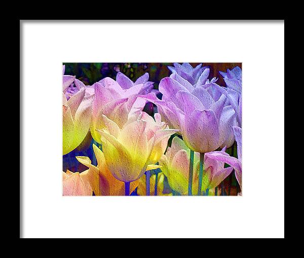 Totally Tulips Two Framed Print featuring the digital art Totally Tulips Two by Kiki Art