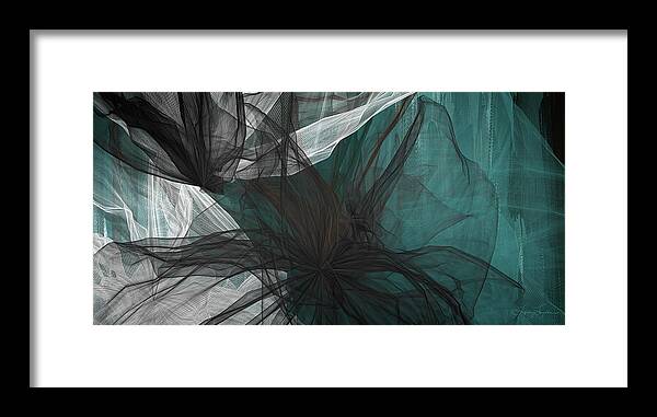 Turquoise Art Framed Print featuring the painting Touch Of Class - Black and Teal Art by Lourry Legarde