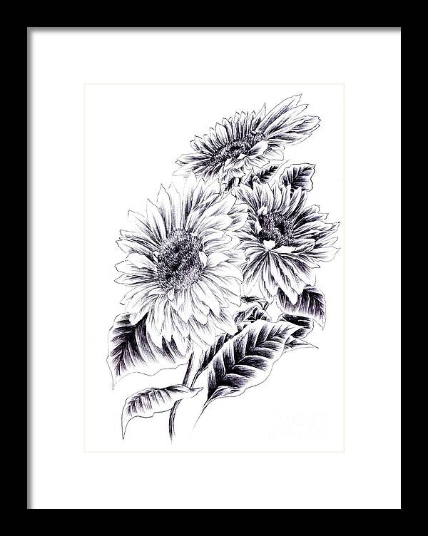 Sunflower Framed Print featuring the drawing Towards the Light by Alice Chen
