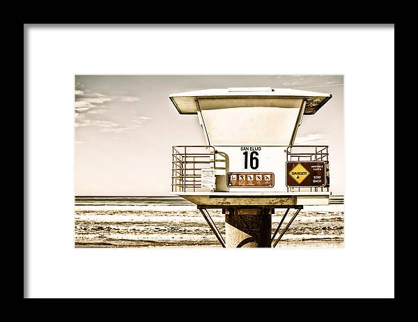 Lifeguard Tower Framed Print featuring the photograph Tower 16 - Part 3 - Cardiff by the Sea - San Diego - California by Bruce Friedman