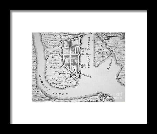 Charleston Framed Print featuring the drawing Town and Harbor of Charleston South Carolina by American School