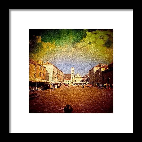 Edit Framed Print featuring the photograph Town Square #edit - #hvar, #croatia by Alan Khalfin