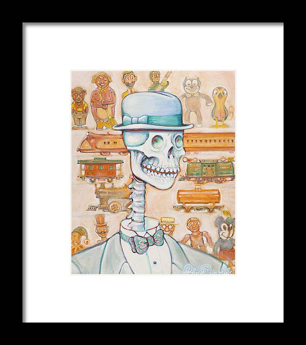 Skeleton Framed Print featuring the painting Toy Bones by John Reynolds