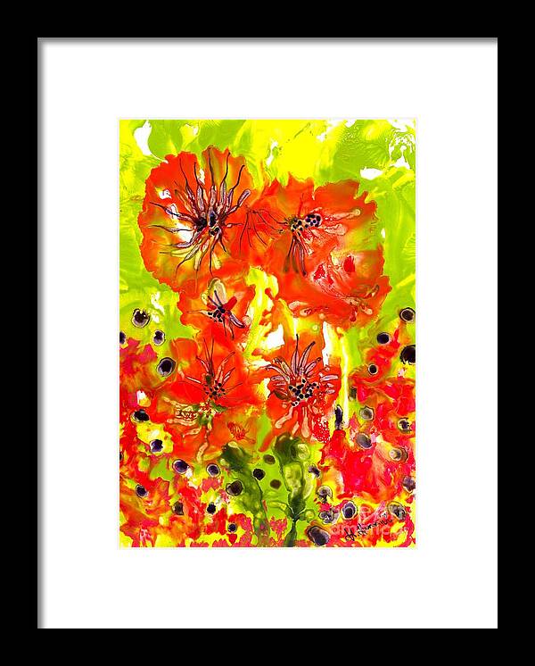Flowers Framed Print featuring the painting Tra La La by Heather Hennick