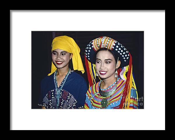 Girl Framed Print featuring the photograph Traditional Dressed Thai Ladies by Heiko Koehrer-Wagner