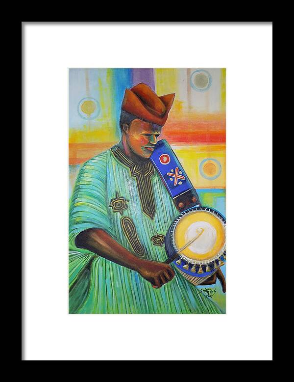 Living Room Framed Print featuring the painting Traditional Drummer by Olaoluwa Smith